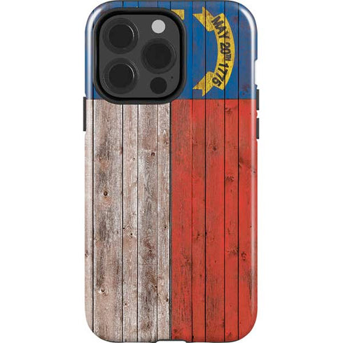 North Carolina Flag Dark Wood iPhone 15 Pro Impact Case